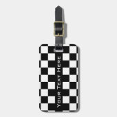 Étiquette À Bagage Noir et blanc - Ajouter votre texte / nom - (Devant Vertical)