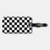 Étiquette À Bagage Noir et blanc Checkered (Dos horizontal)