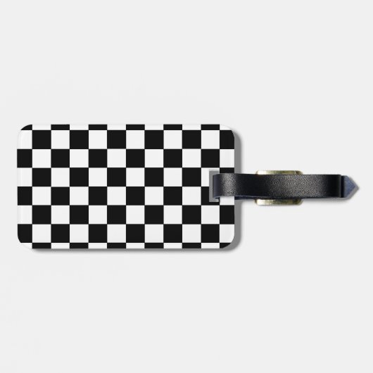 Étiquette À Bagage Noir et blanc Checkered (Dos horizontal)