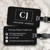 Étiquette À Bagage Noir et blanc Moderne simple simple Monogramme