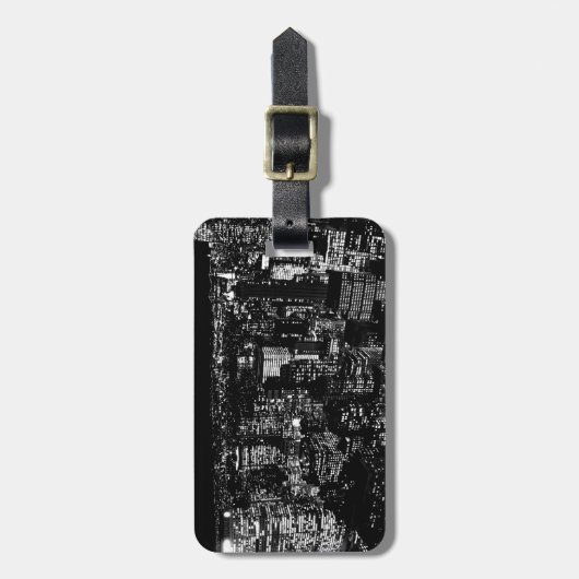 Étiquette À Bagage Noir et blanc New York (Devant Vertical)