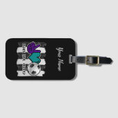 Étiquette À Bagage Noir et blanc Striped Peace Love Soccer (Devant Horizontal)