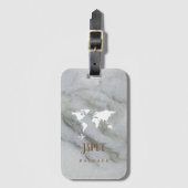 Étiquette À Bagage Noir et Marbre blanc (Devant Vertical)