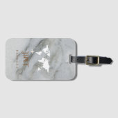 Étiquette À Bagage Noir et Marbre blanc (Devant Horizontal)