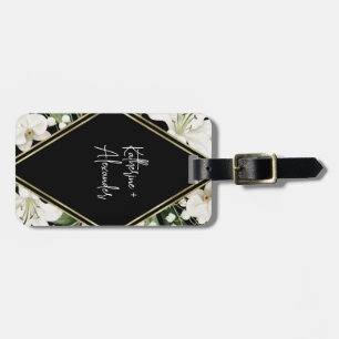 Étiquette À Bagage Noir floral mariage Lily Invitation classiques