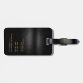 Étiquette À Bagage Noir Gris Or Couleur Monogramme Moderne Plain (Dos horizontal)