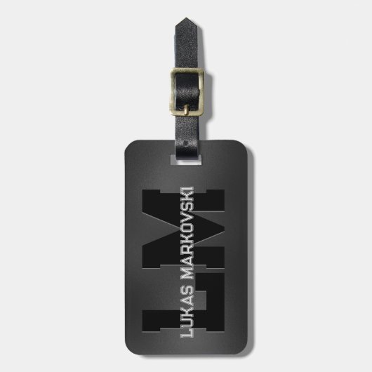 Étiquette À Bagage Noir Iriascendance arrière - plan design masculin (Devant Vertical)