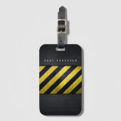 Étiquette À Bagage Noir Jaune Danger Stripes Ingénieur de constructio (Devant Vertical)