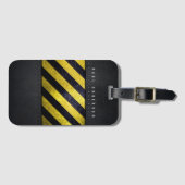 Étiquette À Bagage Noir Jaune Danger Stripes Ingénieur de constructio (Devant Horizontal)