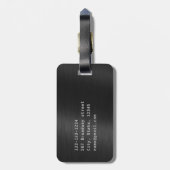 Étiquette À Bagage Noir Métal Moderne Simple Nom personnalisé (Dos Vertical)
