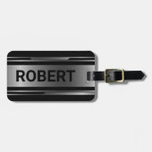 Étiquette À Bagage Noir & Métallurgique Conception géométrique Mascul (Devant horizontal)