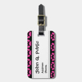 Étiquette À Bagage Noir mignon de roses indien d'empreintes de pattes (Devant Vertical)