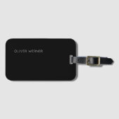 Étiquette À Bagage Noir minimaliste simple (Devant Horizontal)