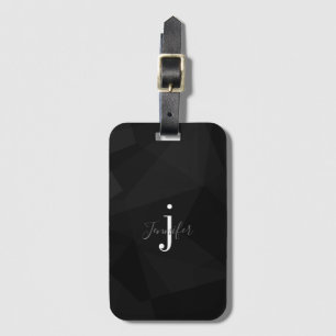 Étiquette À Bagage Noir moderne Classy Nom personnalisé Monogrammes I