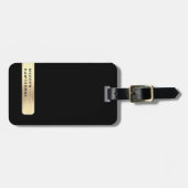 Étiquette À Bagage Noir Or Moderne Élégant Simple Brossé Métal (Devant horizontal)