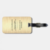 Étiquette À Bagage Noir Or Moderne Élégant Simple Brossé Métal (Dos horizontal)