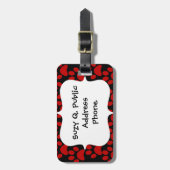 Étiquette À Bagage Noir rouge d'empreintes de pattes mignons de chiot (Devant Vertical)