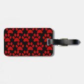 Étiquette À Bagage Noir rouge d'empreintes de pattes mignons de chiot (Dos horizontal)
