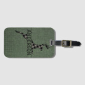 Étiquette À Bagage Noir Rustique Moderne Et Blanc Plaid Deer (Devant Horizontal)