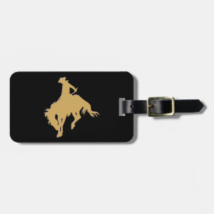 Étiquette À Bagage Noir s'opposant de cheval de cowboy d'or