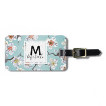 Nom blanc de monogramme de fleurs de cerisier