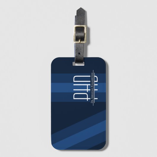 Étiquette À Bagage Nom Blue Graduation PhD (Devant Vertical)