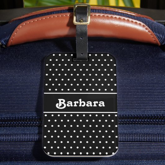 Étiquette À Bagage Nom classique Polka Dot noir et blanc (Insitu Rectoal 2)