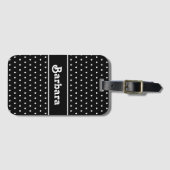 Étiquette À Bagage Nom classique Polka Dot noir et blanc (Devant Horizontal)