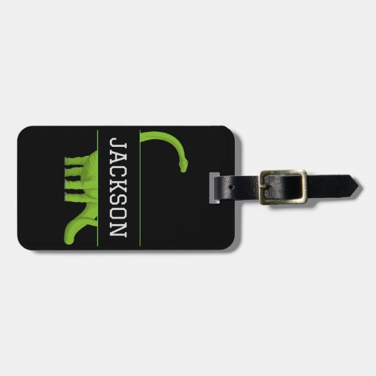 Étiquette À Bagage Nom Cute Dinosaure Personnalisé (Devant horizontal)