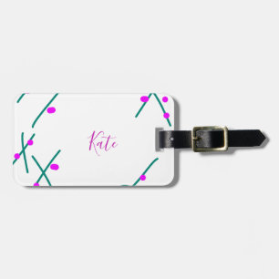 Étiquette À Bagage Nom d'arbre de cerisier vert rose boho rétro rusti