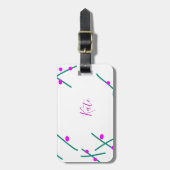 Étiquette À Bagage Nom d'arbre de cerisier vert rose boho rétro rusti (Devant Vertical)