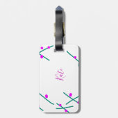 Étiquette À Bagage Nom d'arbre de cerisier vert rose boho rétro rusti (Dos Vertical)
