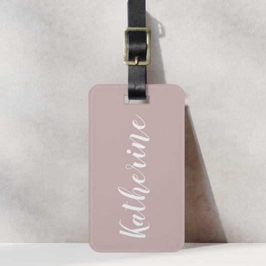 Étiquette À Bagage Nom de calligraphie Rose Poussiéreuse