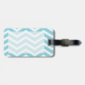 Étiquette À Bagage Nom de Chevron rose bleu (Dos horizontal)