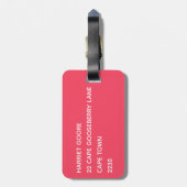 Étiquette À Bagage Nom de couleur rose Flamant rose (Dos Vertical)