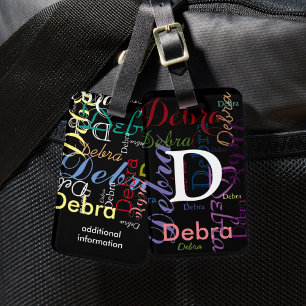 Étiquette À Bagage nom de couleur typographie monogramme