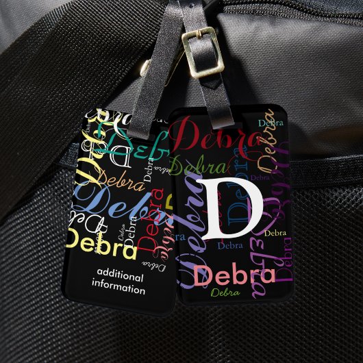 Étiquette À Bagage nom de couleur typographie monogramme