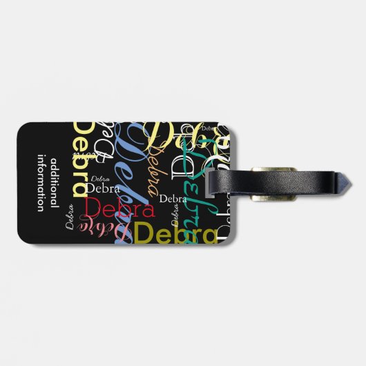 Étiquette À Bagage nom de couleur typographie monogramme (Dos horizontal)