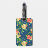 Étiquette À Bagage Nom de coutume de bouquet rose et de rayures (Dos Vertical)