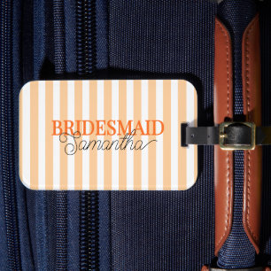 Étiquette À Bagage Nom de demoiselle d'honneur chic orange rayé moder