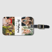 Étiquette À Bagage Nom de famille 4 Photo Collage Moderne Élégant Min (Devant Horizontal)