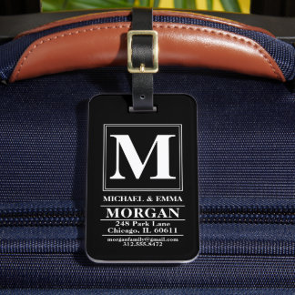 Étiquette À Bagage Nom de famille Monogramme Gras Couple Personnalisé