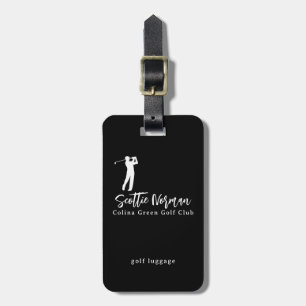 Étiquette À Bagage Nom de golfeur noir et blanc