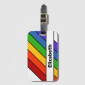 Étiquette À Bagage Nom de la bande diagonale arc-en-ciel (Devant Vertical)