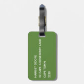 Étiquette À Bagage Nom de la couleur verte Loerie (Dos Vertical)