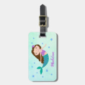 Étiquette À Bagage Nom de la Parties scintillant mauve de sirène (Devant Vertical)