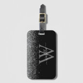 Étiquette À Bagage Nom de la Parties scintillant noire Sliver (Devant Vertical)