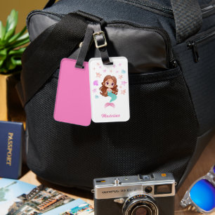 Étiquette À Bagage Nom de la sirène des cheveux foncés pour les enfan