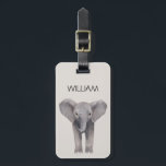 Étiquette À Bagage Nom de l'éléphant du bébé mignon<br><div class="desc">ignon bébé éléphant illustration étiquette de bagage de nom personnalisée</div>