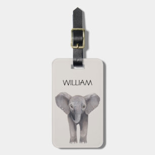 Étiquette À Bagage Nom de l'éléphant du bébé mignon 